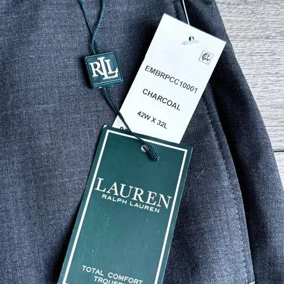 NWT Lauren Ralph Lauren Total Comfort Charcoal Gray Wool Dress Pants 42 X 32 - Picture 4 of 10